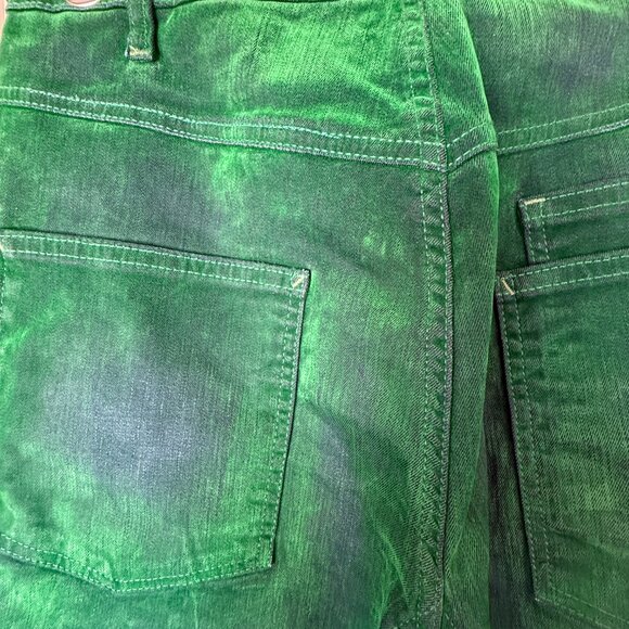 Free People We the Free Moxie Low Slung Flocked Barrel Jeans Kelly Green Size 28 - Picture 9 of 9